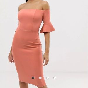 Club L bardot sleeve detail bodycon dress